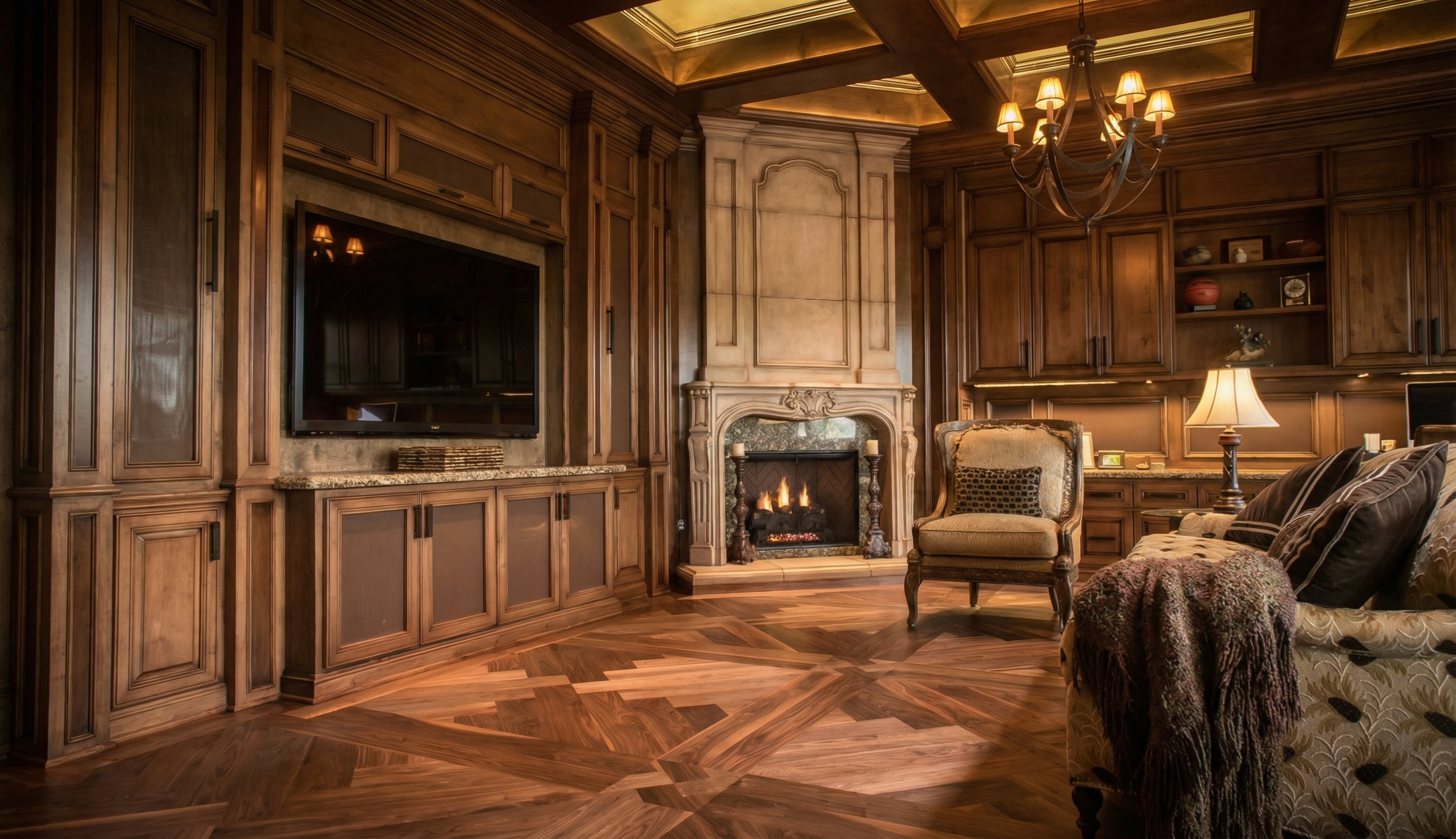 Custom Parquet Flooring - Bespoke Laser-Inlay Designs