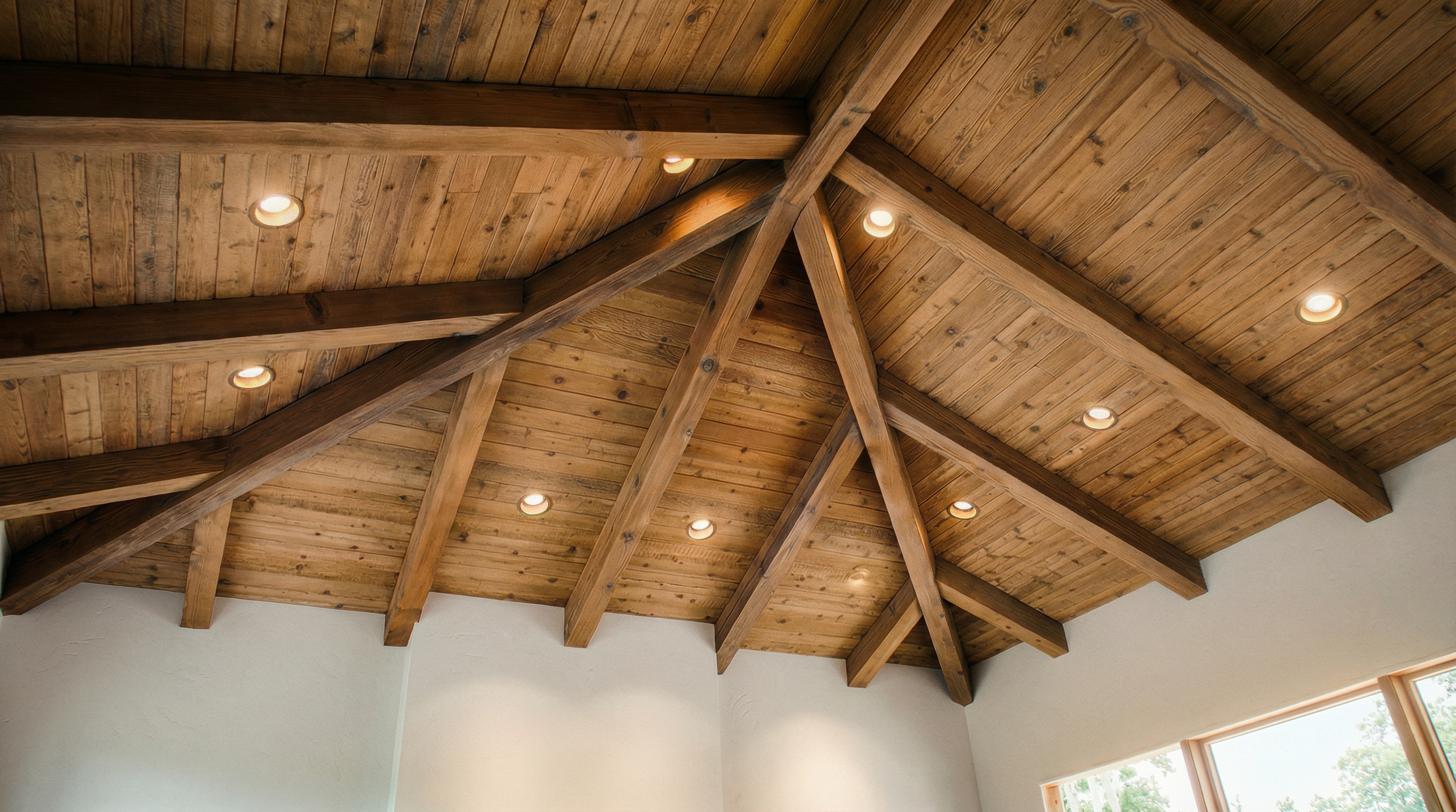 Reclaimed Wire Brushed Beams - Textured Grain Antique Wood Beams Los Angeles