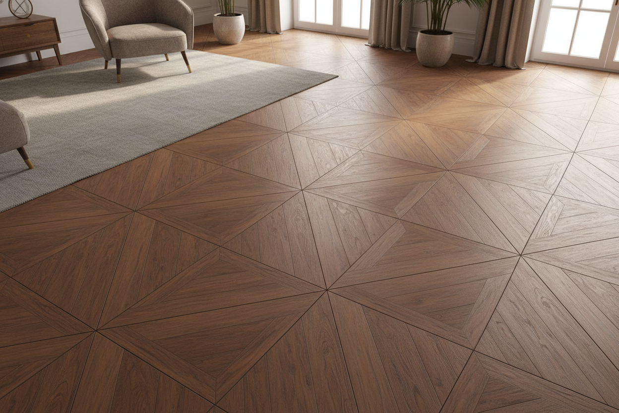 Lana Parquet Flooring - Diagonal Pinwheel Pattern