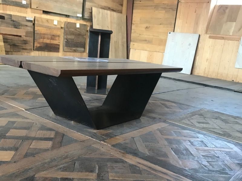 Custom farm table reclaimed oak wood dining table